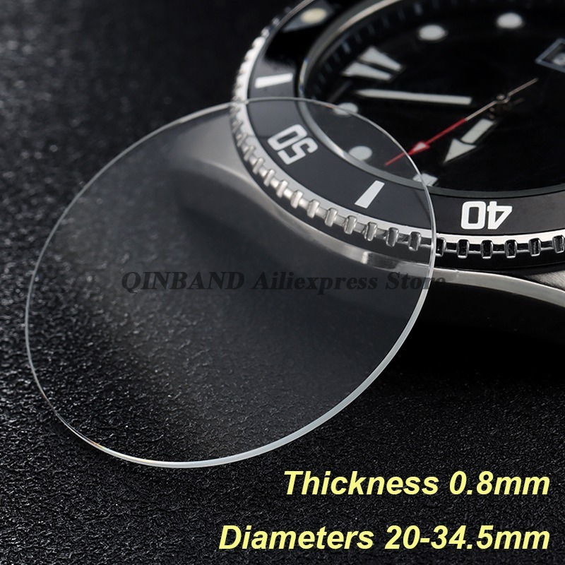 Watch Crystal Replacement - 0,8 mm dikte diameters 20-34,5 mm