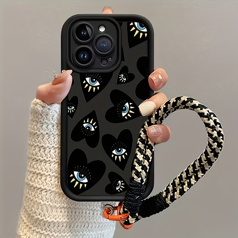 Samsung Galaxy Strap - Zwarte Liefdeshart Oog Hangband Telefoonhoesje voor