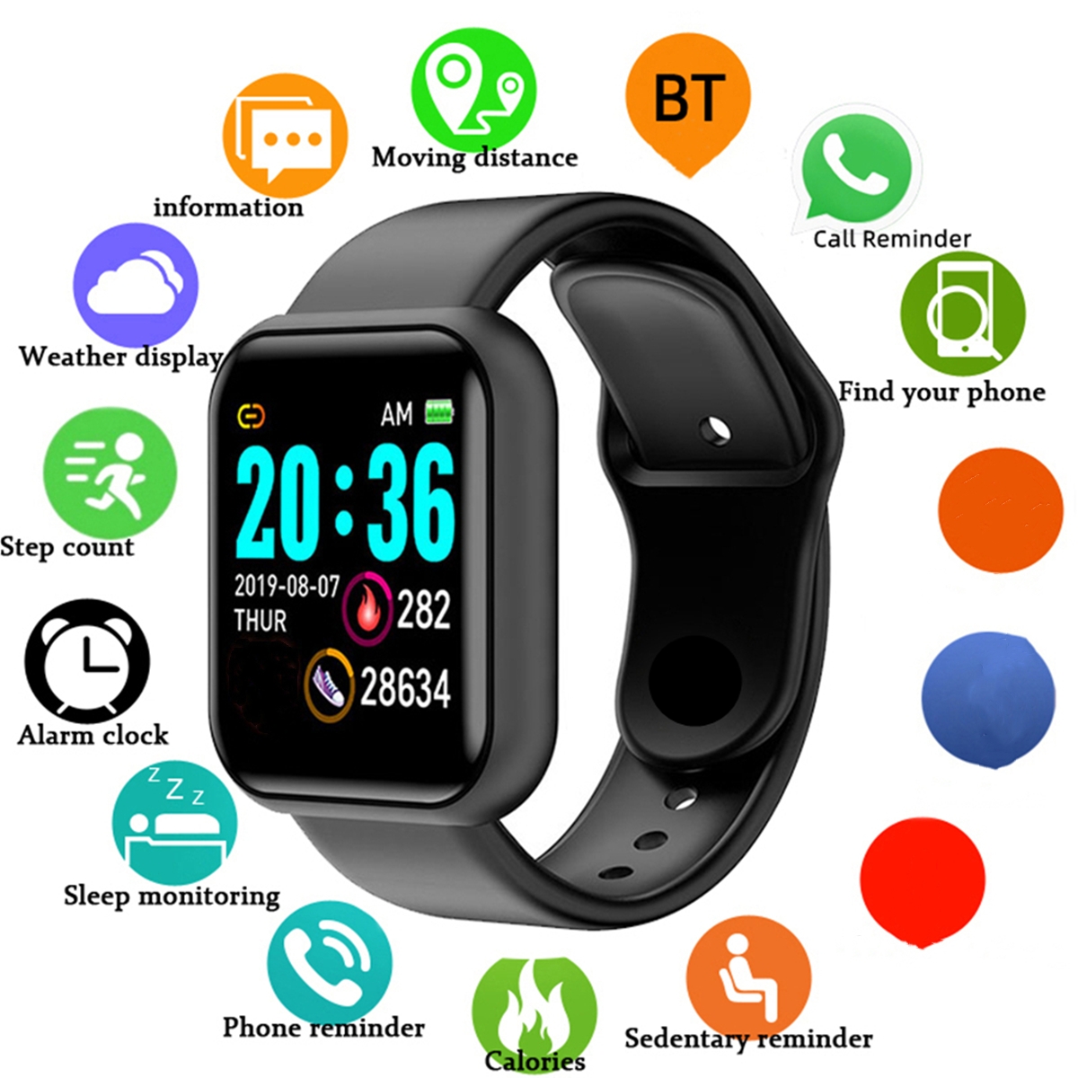 Watch Smart Y68 - Mannen Slimme Horloges Kleurenscherm Bluetooth Vrouw