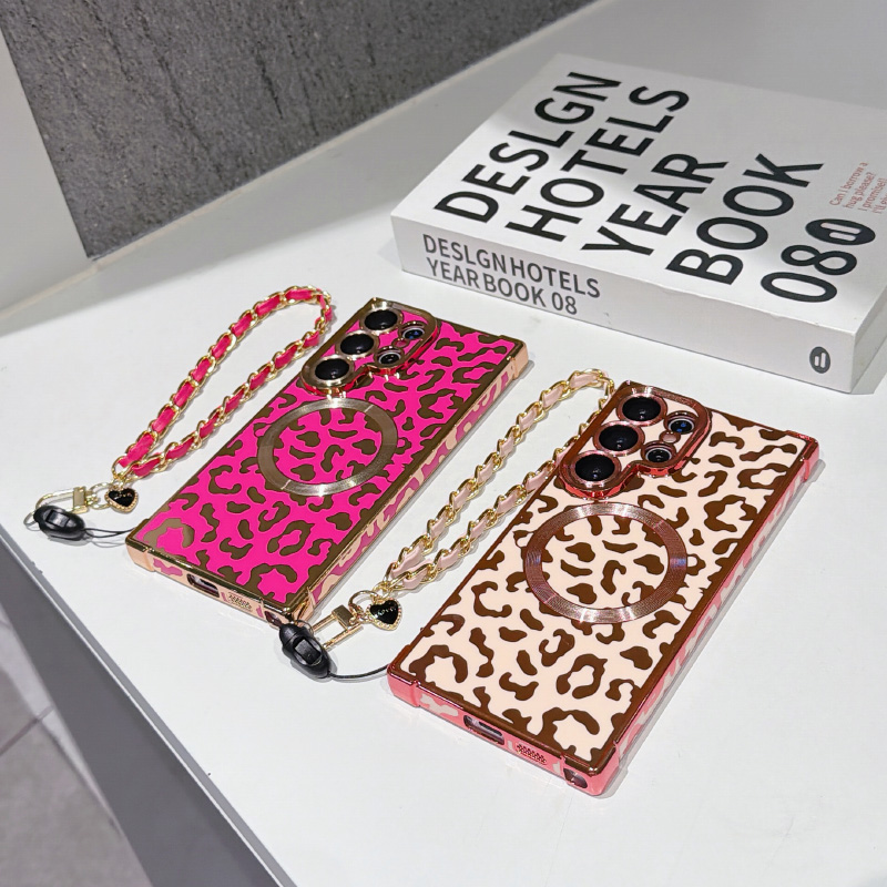 Samsung Galaxy Strap - Nieuwe luipaardprint magnetische MagSafe telefoonhoes met