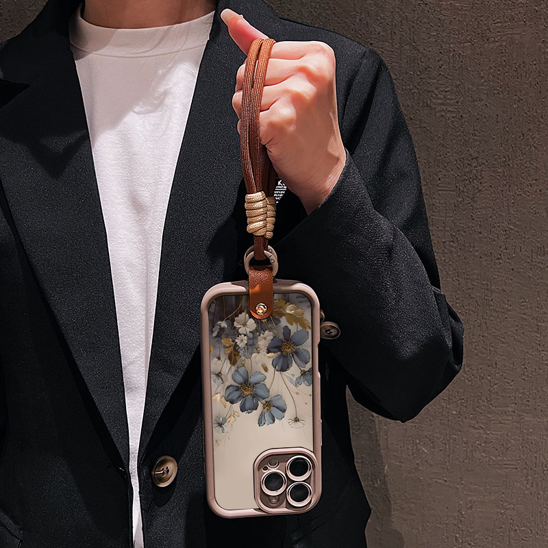 Blauwe bloemen lanyard bandje  - Samsung Galaxy Strap recensie en prijs