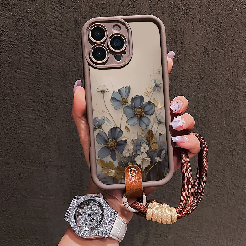 Blauwe bloemen lanyard bandje  - Samsung Galaxy Strap recensie en prijs