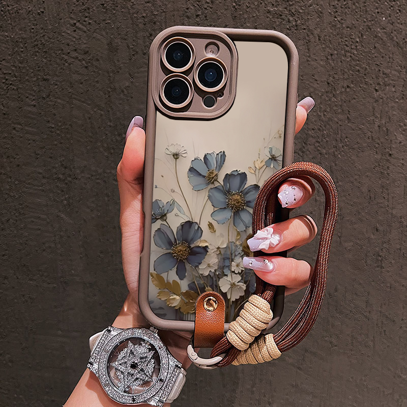 Blauwe bloemen lanyard bandje  - Samsung Galaxy Strap recensie en prijs