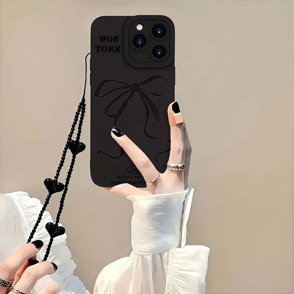 Y2K Zwarte Bow Telefoonhoesjes - Samsung Galaxy Strap recensie en prijs